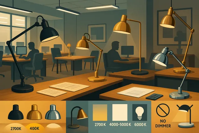 Как выбрать металлические дизайнерские настольные лампы и абажуры для эффективного освещения офиса